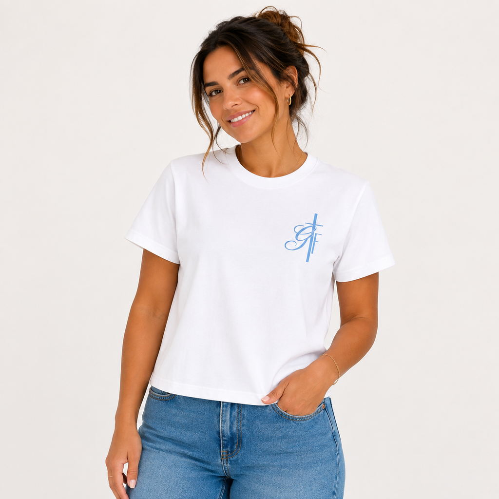 "SPM" White Waist-Length T-Shirt