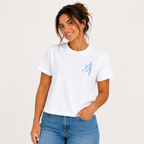 "SPM" White Waist-Length T-Shirt