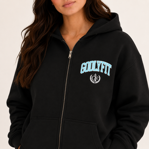 "College" Onyx Premium Zip-Up Hoodie