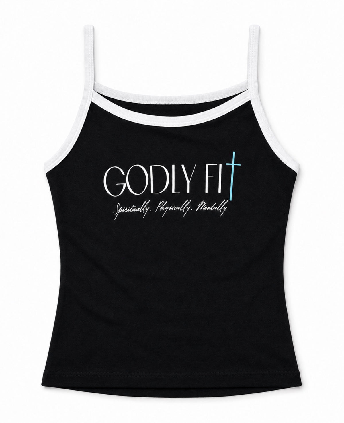 "GF" Baby Rib Spaghetti Onyx/White Tank