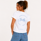 "SPM" White Waist-Length T-Shirt