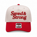 "Saved & Strong" Natural/Red Five Panel Structured Hat
