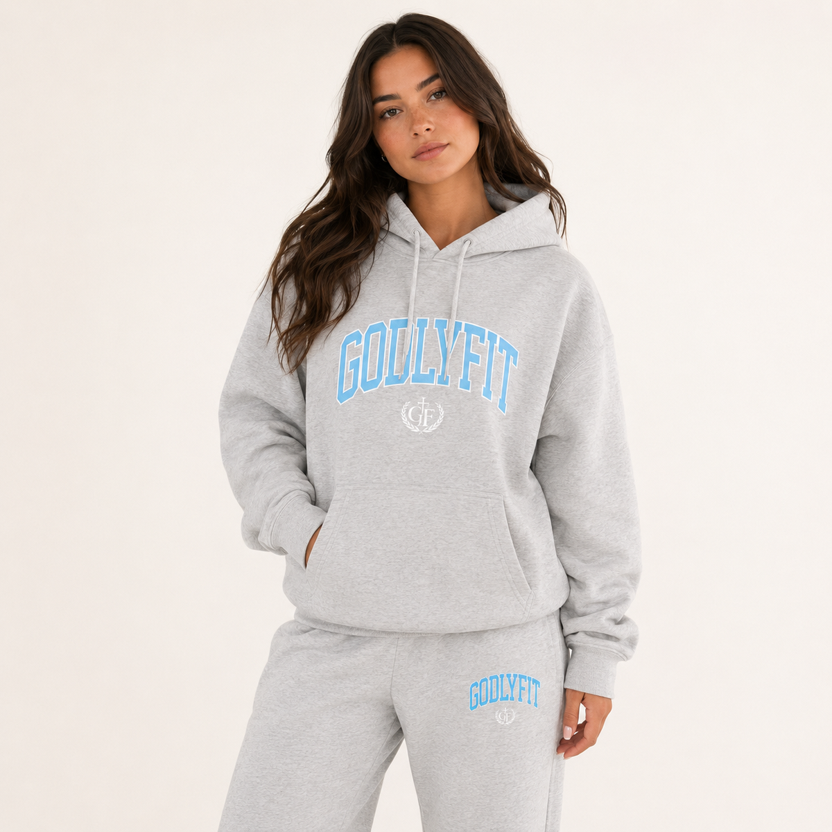 "College" Heather Grey Hoodie
