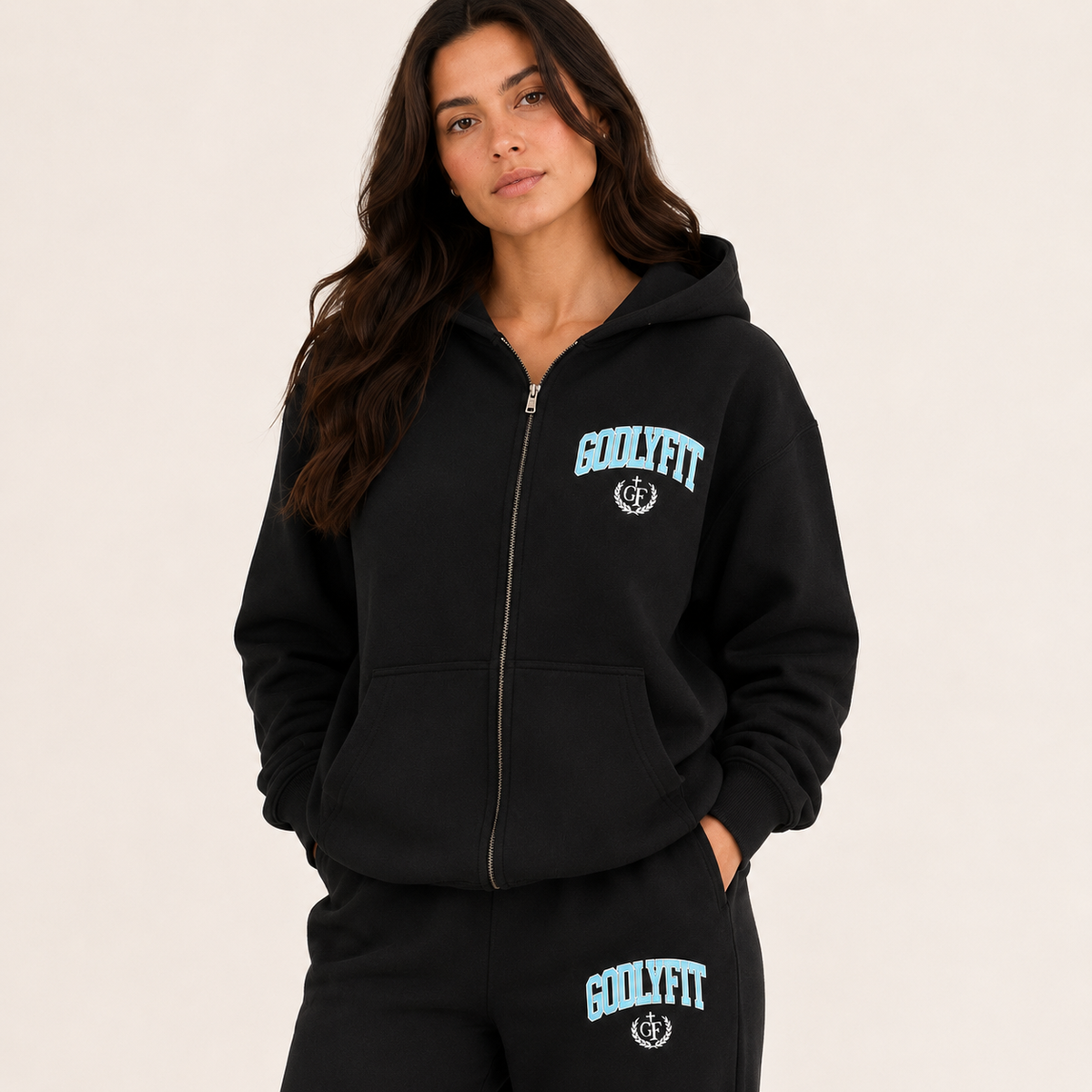 "College" Onyx Premium Zip-Up Hoodie