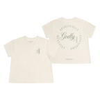 "SPM" Cream Waist-Length T-Shirt
