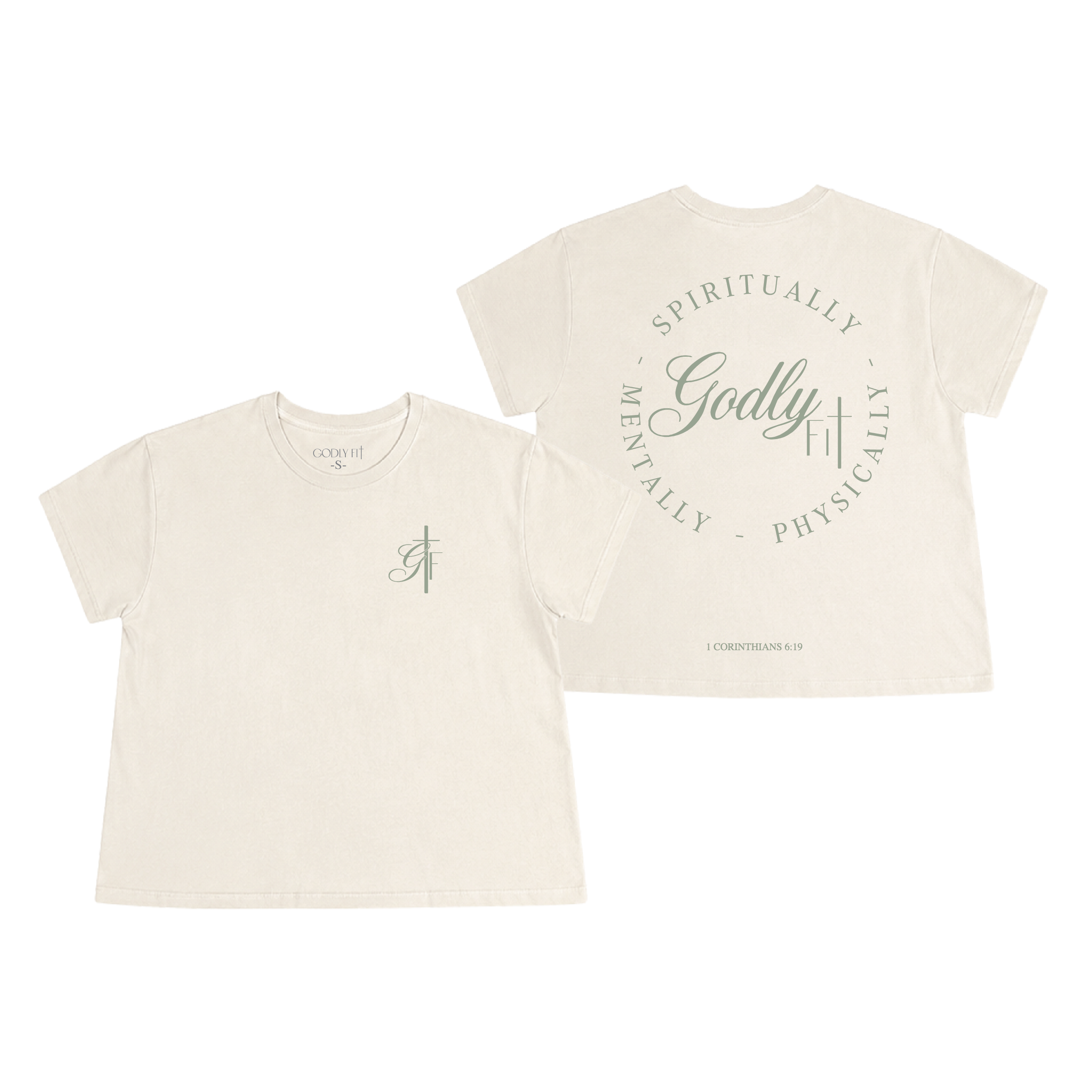 "SPM" Cream Waist-Length T-Shirt