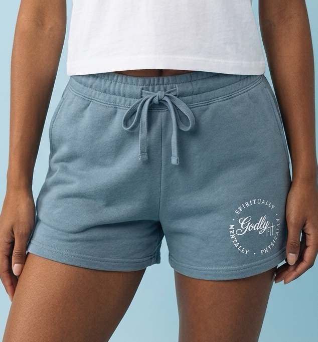 "Godly Fit" Misty Blue Wave Shorts