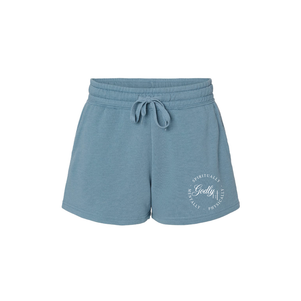 "Godly Fit" Misty Blue Wave Shorts