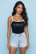 "GF" Baby Rib Spaghetti Onyx/White Tank