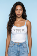 "GF" Baby Rib Spaghetti White/Blue Tank