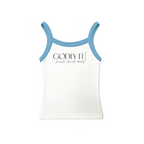 "GF" Baby Rib Spaghetti White/Blue Tank