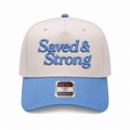 "Saved & Strong" Natural/Powder Blue Five Panel Structured Hat