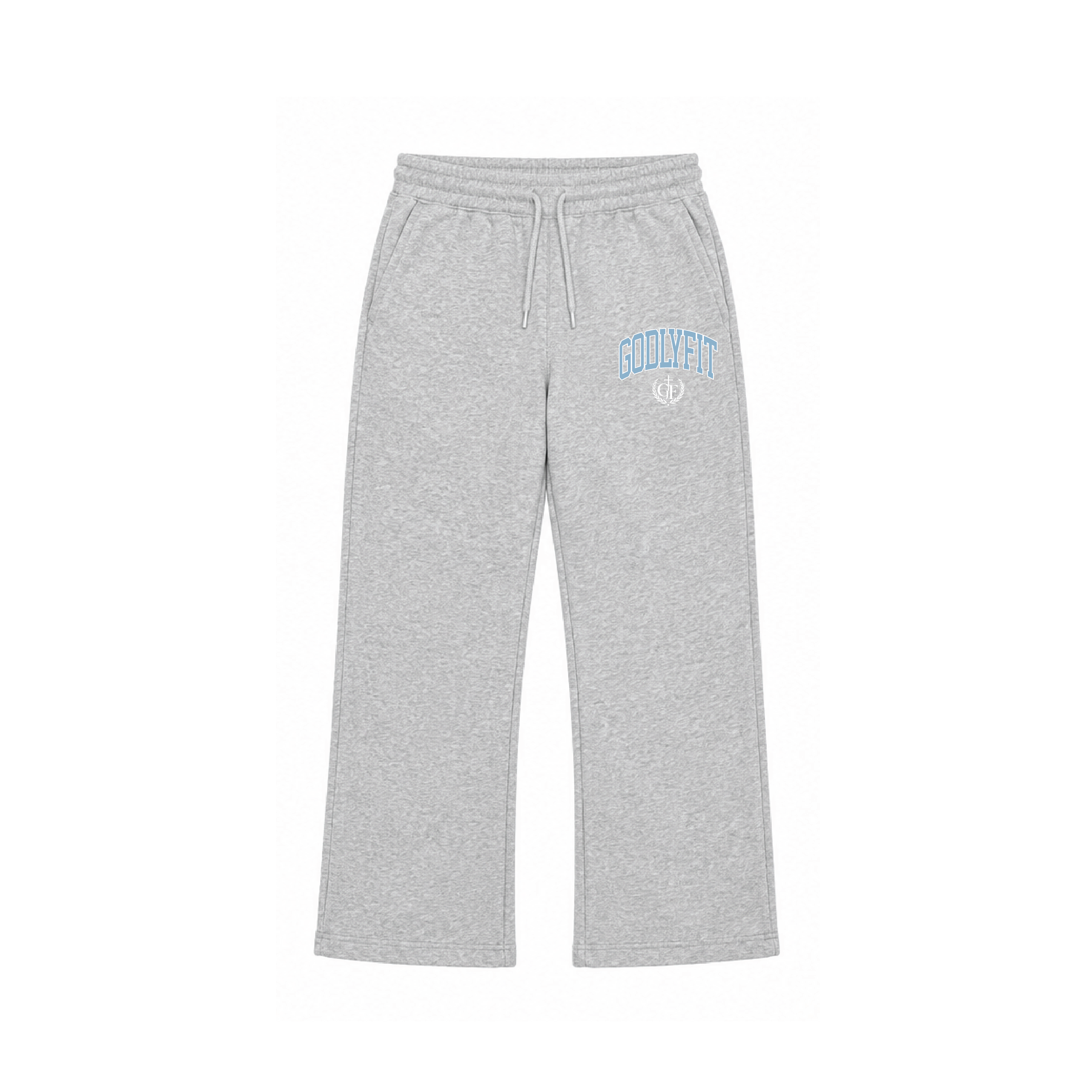 "College" Heather Grey Premium Open-Leg Sweatpants
